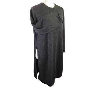 ACHRO Wool Blend Tunic Sweater High Split Gray Size M Crew Neck 3/4 Sleeve
